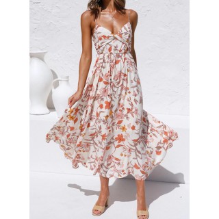 Women's Dresses Floral Belted Cami Midi Dress