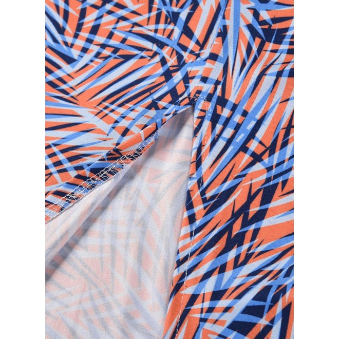 Women's Dresses Leaves Print Split Chest Kot Cutout Cami Midi Dress