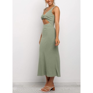Women's Dresses Solid Front Cutout Midi Dress