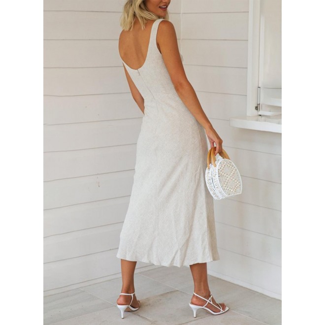 Women's Dresses Solid Front Cutout Midi Dress