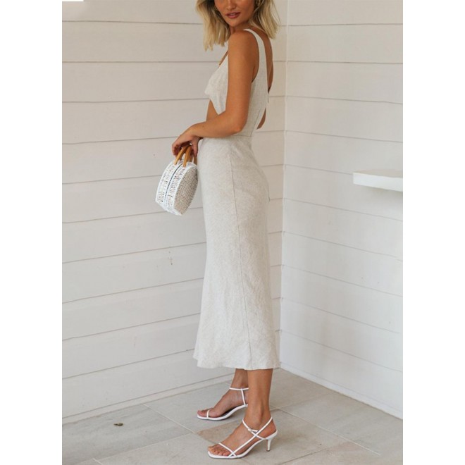 Women's Dresses Solid Front Cutout Midi Dress