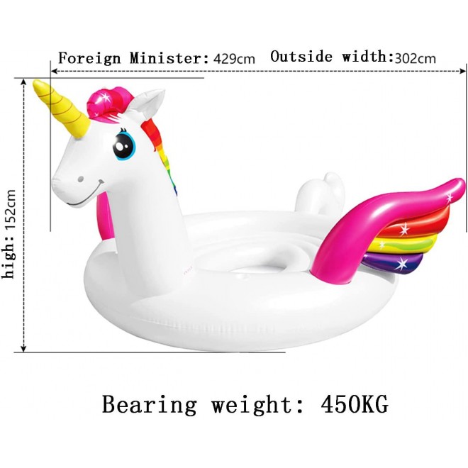 ZYZYZY Pool Float Oversized Unicorn Sustainable Outdoor Swimming Pool Party Summer Beach Toys Kids Adults Multiplayer Pool Inflatable Float-A 429x302x152cm