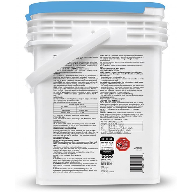 HTH 42014 Super 3-inch Chlorinating Tablets Swimming Pool Chlorine, 35 lbs