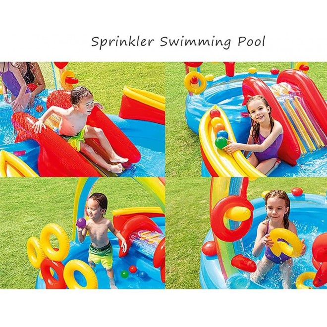 Kiddies Inflatable Sprinkler Swimming Pool, Rainbow Play Center,Toy Pool, Blow Up Kiddie Water Pool with Splash, Kid Lounge Water Park, for Toddler, Backyard, Outdoor, Garden, Summer Gift.
