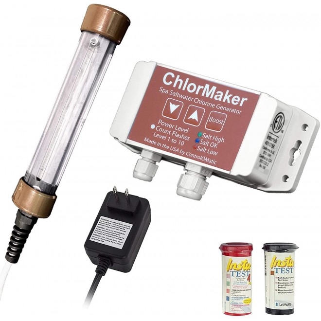 ChlorMaker Salt Water Hot Tub and Spa Chlorine Generator, Drape Over Saltwater System with 10 Power Levels, Boost Mode and Control Box