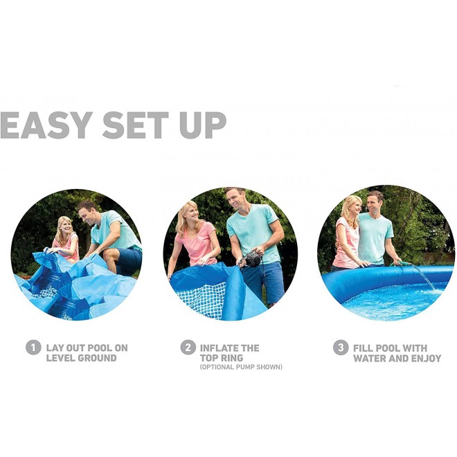 Intex 26165EH 15-Foot x 42-Inch Easy Setup Portable Inflatable Outdoor Above Ground Round Swimming Pool Set with Ladder, Filter Pump, Cover and Cleaning Maintenance Kit with Vacuum Skimmer & Pole