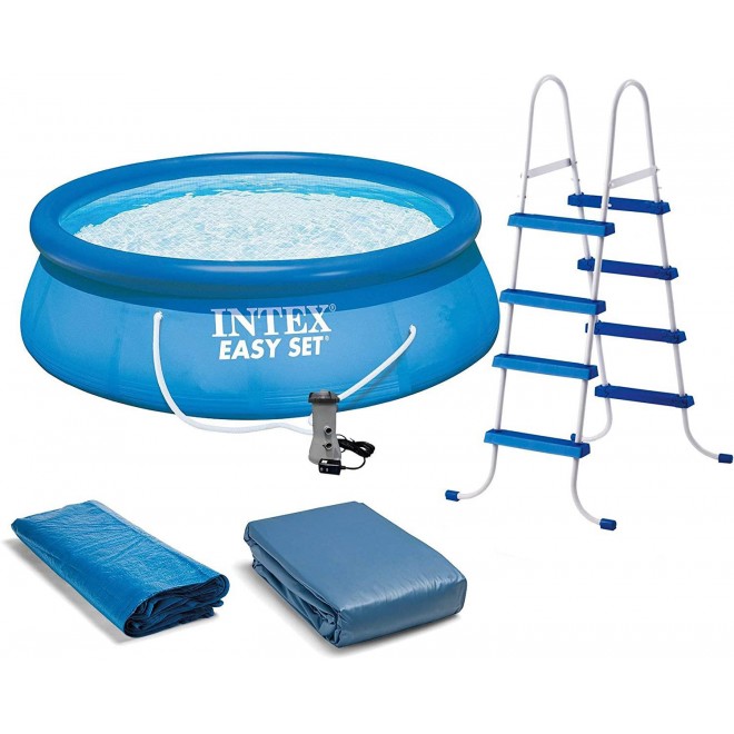 Intex 15ft x 48in Easy Set Above Ground Inflatable Pool w/Pump and Solar Cover