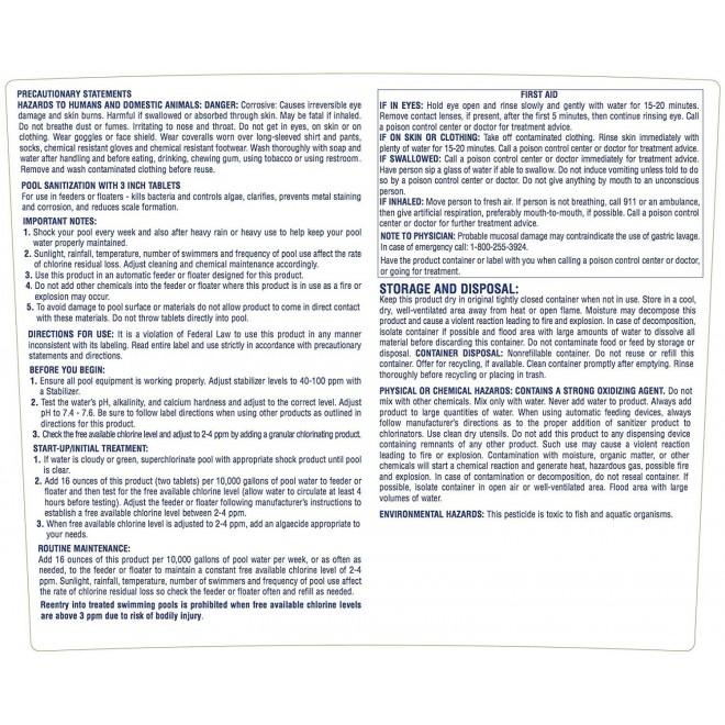 Robelle 1440M Chlorine Tabs Pool Sanitizer, 40-Pounds