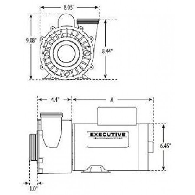 Waterway Executive 56-Frame 2HP Dual-Speed Spa Pump, 2in. Intake, 2in. Discharge, 230V 3720821-1D