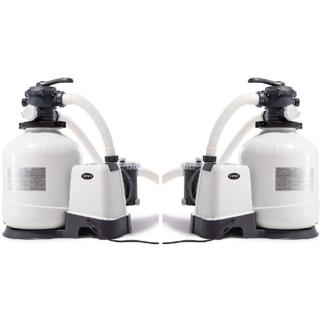 Intex 3000 GPH Above Ground Pool Sand Filter Pump with Automatic Timer (2 Pack)