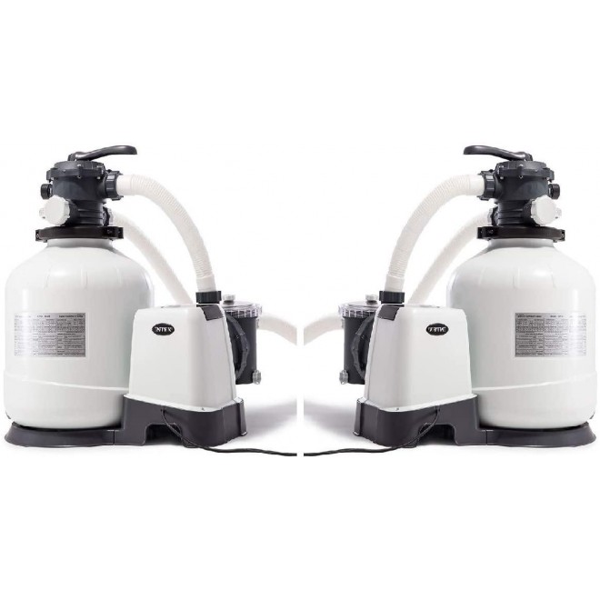 Intex 3000 GPH Above Ground Pool Sand Filter Pump with Automatic Timer (2 Pack)