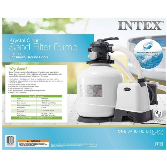 Intex 3000 GPH Pool Sand Filter Pump with Automatic Timer & Automatic Skimmer