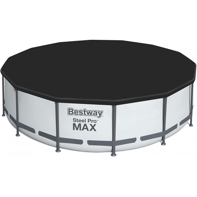 Bestway 5613HE Steel Pro MAX 14 x 4 Foot Puncture Resistant PVC Liner Above Ground Round Pool Set with Ladder, Cover, and Filter Pump