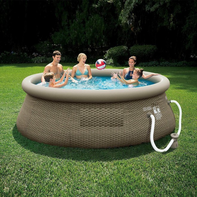 8 Ft x 30 in Above Ground Inflatable Outdoor Swimming Pool and Pump Full-Sized Inflatable Pools Swimming Pool Inflatable Pool Above Ground Swimming Pool Swimming Pools Pools for Backyard