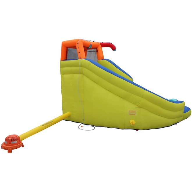 Banzai Aqua Sports 15' x 13' x 8' Kids Inflatable 3-in-1 Backyard Water Slide Splash Park w/ Climbing Wall, Basketball Hoop, Volleyball Court and Pool