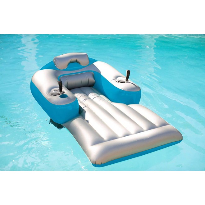 PoolCandy Splash Runner 2.5 Motorized Inflatable Pool Lounger, Water Hammock Raft for Pool or Lake, Toy for Adults & Kids, Lightweight, Durable, Propellers Enclosed w/Safety Grill, Batteries Required