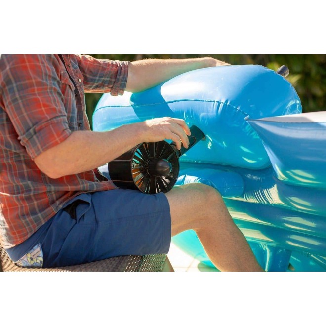 PoolCandy Splash Runner 2.5 Motorized Inflatable Pool Lounger, Water Hammock Raft for Pool or Lake, Toy for Adults & Kids, Lightweight, Durable, Propellers Enclosed w/Safety Grill, Batteries Required