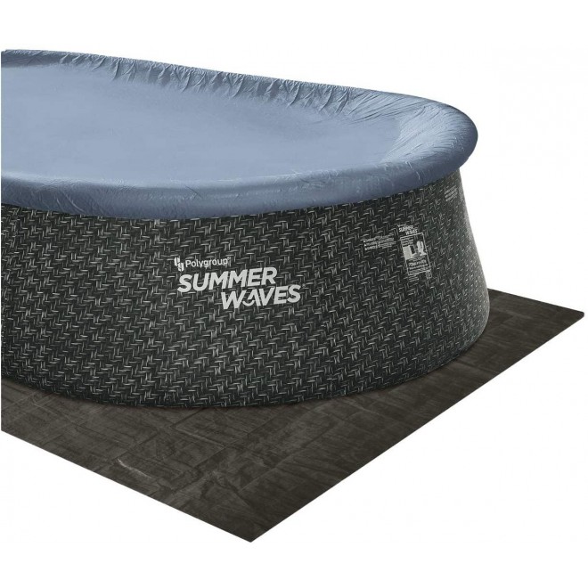 Summer Waves P11810421 18 x 10 Foot Oval Quick Set Inflatable Ring Above Ground Swimming Pool with Ladder and Filter Pump, Dark Gray Herringbone Print