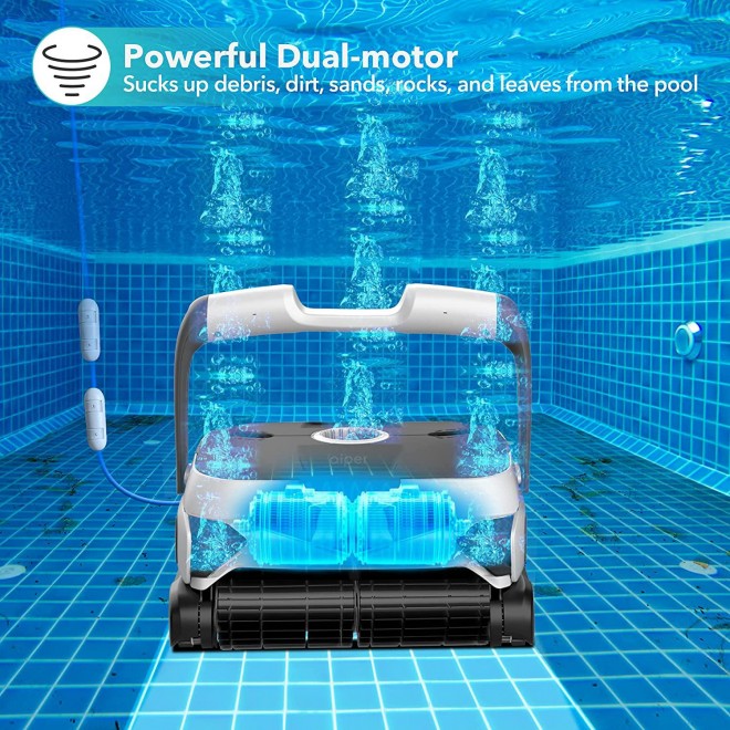 AIPER SMART Automatic Robotic Pool Cleaner with Powerful Dual-motors, Large Top Load Cartridge Filter, Tangle-Free Swivel Cord&Wall Climbing, Ideal for In-Ground/Above Ground Pools Up To 50 Feet