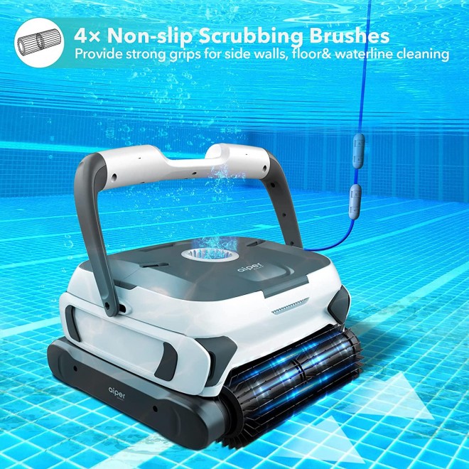 AIPER SMART Automatic Robotic Pool Cleaner with Powerful Dual-motors, Large Top Load Cartridge Filter, Tangle-Free Swivel Cord&Wall Climbing, Ideal for In-Ground/Above Ground Pools Up To 50 Feet