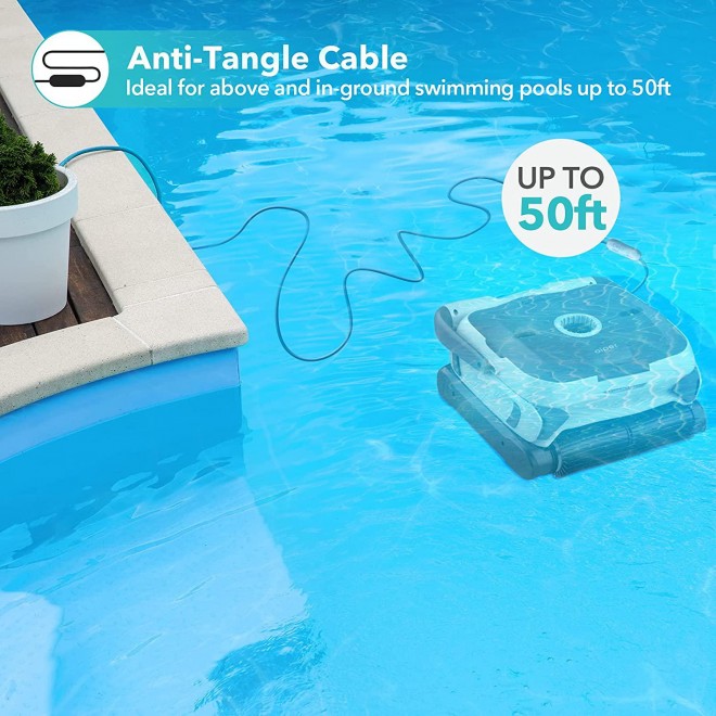 AIPER SMART Automatic Robotic Pool Cleaner with Powerful Dual-motors, Large Top Load Cartridge Filter, Tangle-Free Swivel Cord&Wall Climbing, Ideal for In-Ground/Above Ground Pools Up To 50 Feet