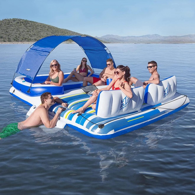 YHLO Giant Inflatable Party Big Floating Island, Pool Float, Load-Bearing 540kg, Giant Size Outdoor Water Toys for Lakes and Beach, Swim Stuff for Summer for Adults Ki