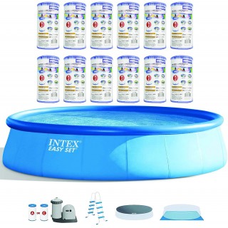 Inflatable Above Ground Swimming Pool Set w/ Replacement Filter (12 Pack)
