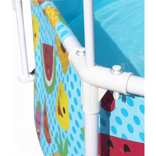 Bestway 8ft x 20in Splash in Shade Kids Spray Play Swimming Pool with UV Shade Canopy, Fruit Print