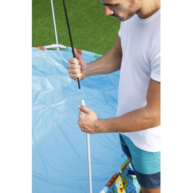 Bestway 8ft x 20in Splash in Shade Kids Spray Play Swimming Pool with UV Shade Canopy, Fruit Print