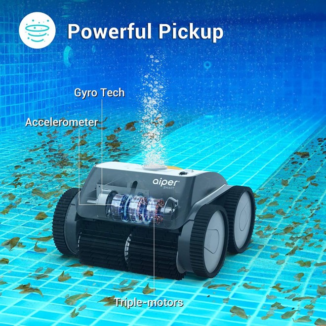 AIPER SMART Cordless Robotic Pool Cleaner, Wall-Climbing, Triple-Motor, Intelligent Route Plan Tech Automatic Pool Cleaner, Max Cleaning Coverage, Ideal for in/Above Ground Pools Suit for 1614 Sq Ft