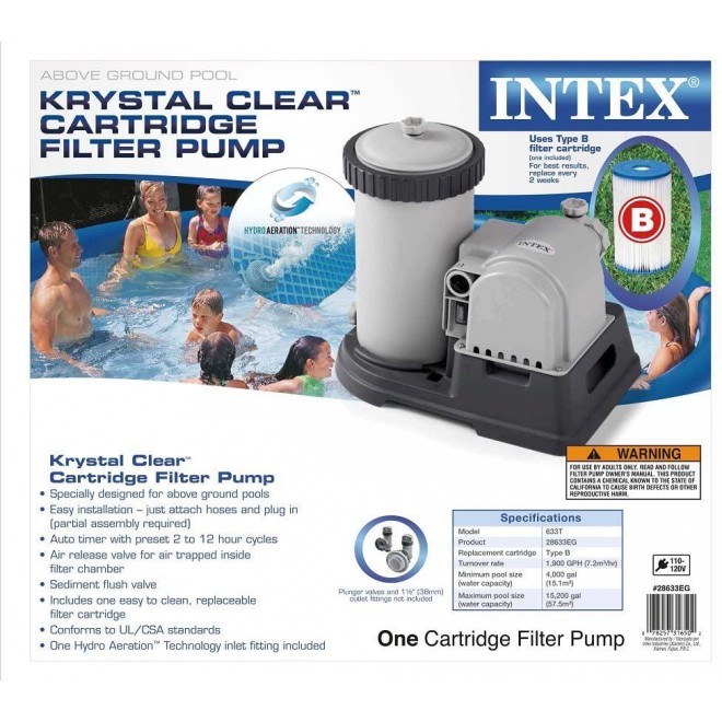 INTEX 2500 GPH Krystal Clear Pool Filter Pump w/ Timer | 56633E