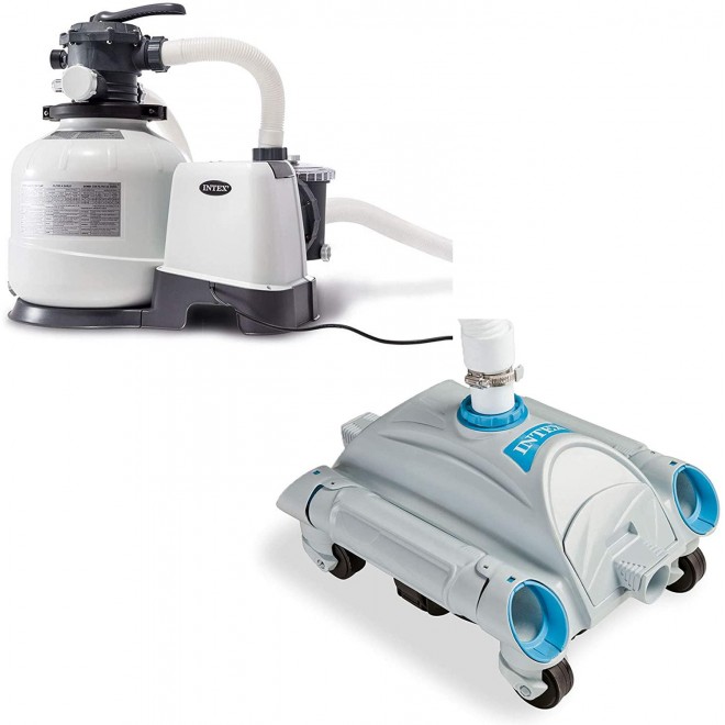 Intex 2800 GPH Above Ground Pool Sand Filter Pump and Automatic Pool Vacuum