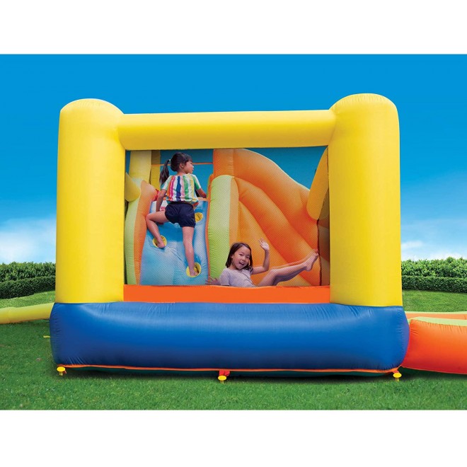 BANZAI Sun 'N Splash Fun 12' x 9' x 7' Kids Inflatable Outdoor Backyard Bounce House and Water Slide Splash Park Toy w/Bouncer, Slide, & Kiddie Pool