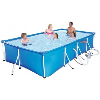Above Ground Pool Blue Rectangular Swimming Pools Summer Removable Backyard Bracket Pool for Kids Adults (102