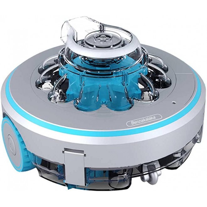 Benzakalaka Smart Automatic Robotic Pool Cleaner with Rechargeable Battery, Easy to Clean Filter Cartridges, Cordless, for Above-Ground or In-ground Swimming Pool Up to 540+Sq Ft