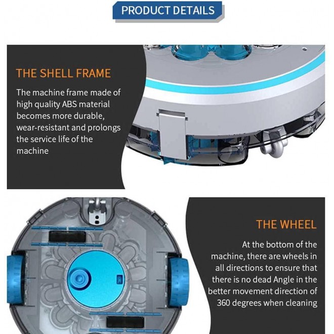 Benzakalaka Smart Automatic Robotic Pool Cleaner with Rechargeable Battery, Easy to Clean Filter Cartridges, Cordless, for Above-Ground or In-ground Swimming Pool Up to 540+Sq Ft