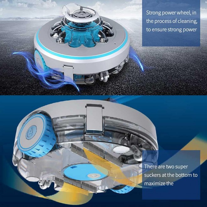 Benzakalaka Smart Automatic Robotic Pool Cleaner with Rechargeable Battery, Easy to Clean Filter Cartridges, Cordless, for Above-Ground or In-ground Swimming Pool Up to 540+Sq Ft