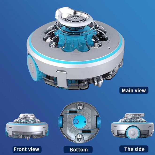 Benzakalaka Smart Automatic Robotic Pool Cleaner with Rechargeable Battery, Easy to Clean Filter Cartridges, Cordless, for Above-Ground or In-ground Swimming Pool Up to 540+Sq Ft