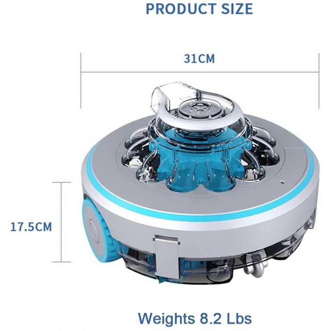 Benzakalaka Smart Automatic Robotic Pool Cleaner with Rechargeable Battery, Easy to Clean Filter Cartridges, Cordless, for Above-Ground or In-ground Swimming Pool Up to 540+Sq Ft