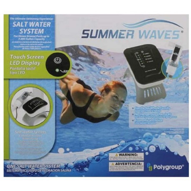 SUMMER WAVES SALT WATER SYSTEM FOR ABOVE GROUND POOLS W/ TOUCH LED DISPLAY