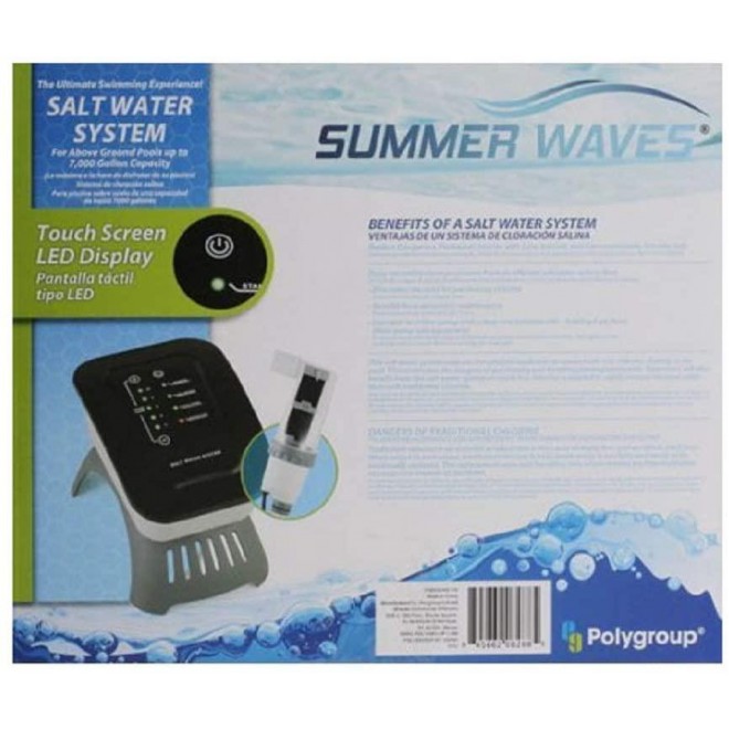 SUMMER WAVES SALT WATER SYSTEM FOR ABOVE GROUND POOLS W/ TOUCH LED DISPLAY