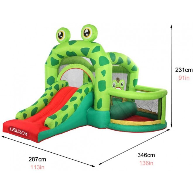 Volowoo Inflatable Water Slide Pool Bounce House,Bounce House Inflatable Jumping Castle Kids Splash Pool Water Slide Jumper Castle for Summer Party (Frog)