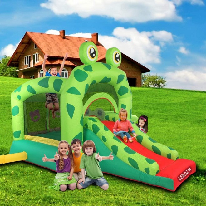 Volowoo Inflatable Water Slide Pool Bounce House,Bounce House Inflatable Jumping Castle Kids Splash Pool Water Slide Jumper Castle for Summer Party (Frog)
