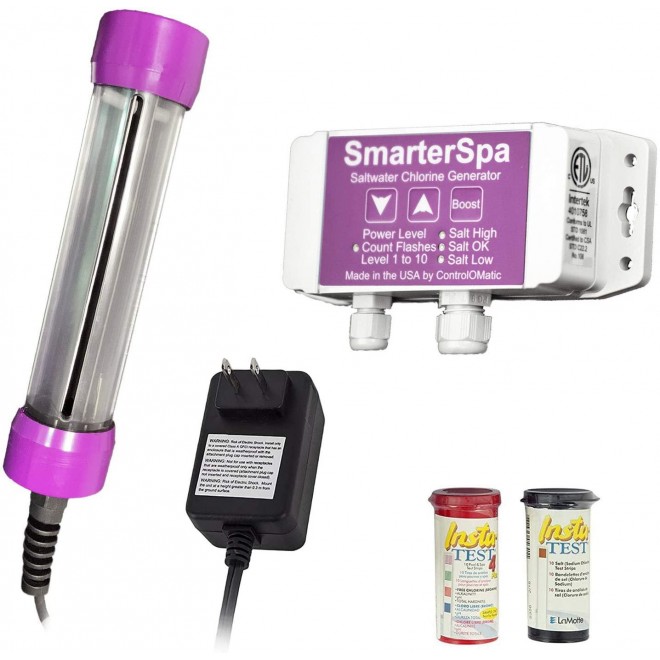 ControlOMatic SmarterSpa Saltwater Smart Chlorine Generation System for Pools, Hot Tubs, and Spas up to 1,000 Gallons - 30 Gram Maximum Daily Chlorine Generation, Built-in Chlorine Detection