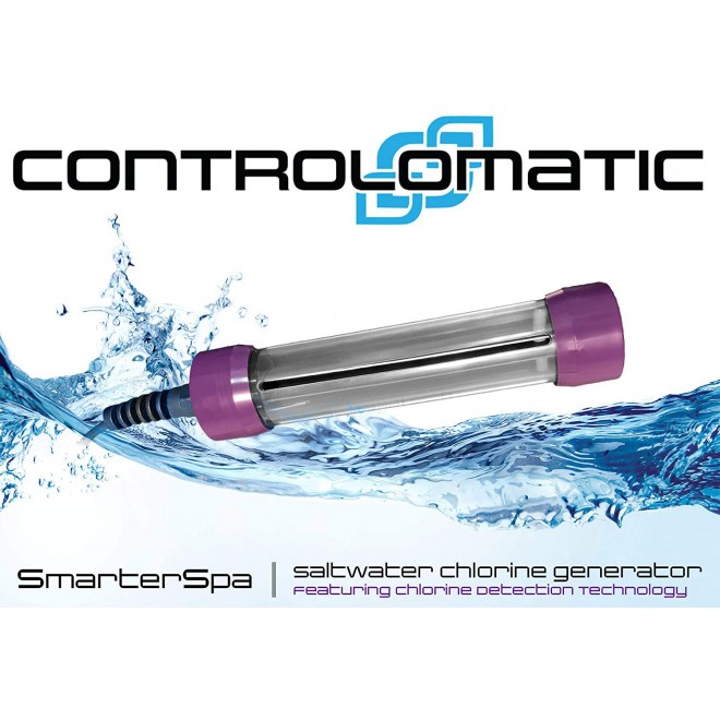 ControlOMatic SmarterSpa Saltwater Smart Chlorine Generation System for Pools, Hot Tubs, and Spas up to 1,000 Gallons - 30 Gram Maximum Daily Chlorine Generation, Built-in Chlorine Detection