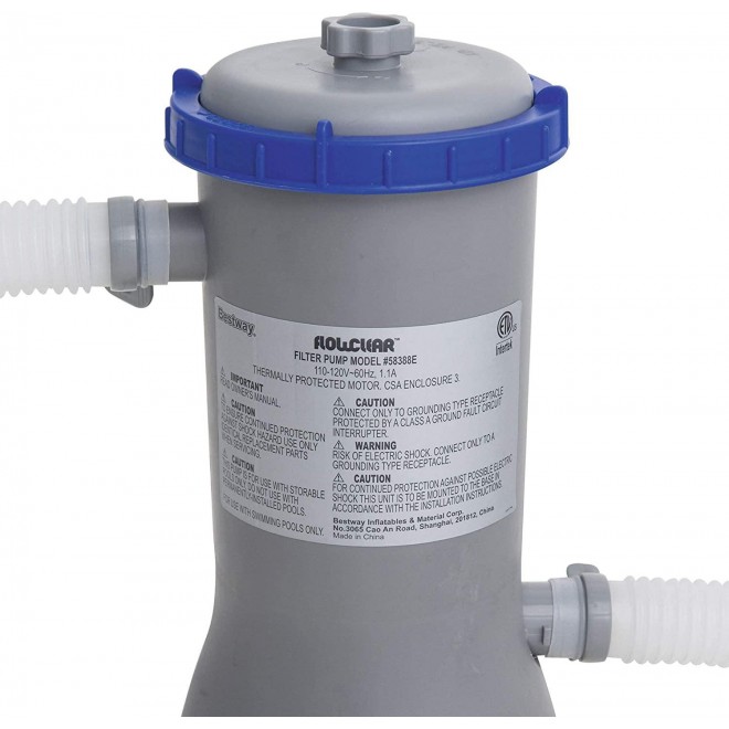 Bestway 1000 GPH Above Ground Swimming Pool Cartridge Filter Pump 110-120V Includes GFCI, Two Hoses, and Single Filter Cartridge