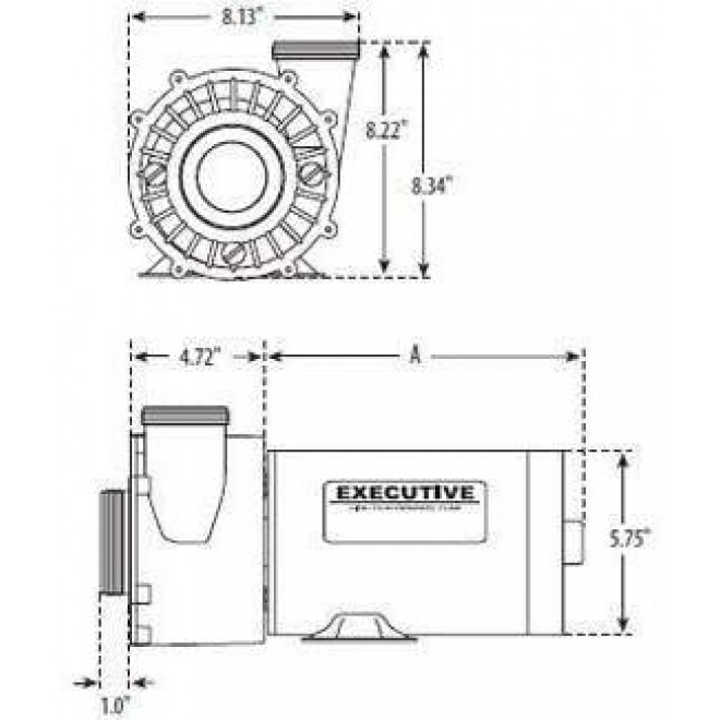 Waterway 3420610-1A Spa Pump Side Discharge