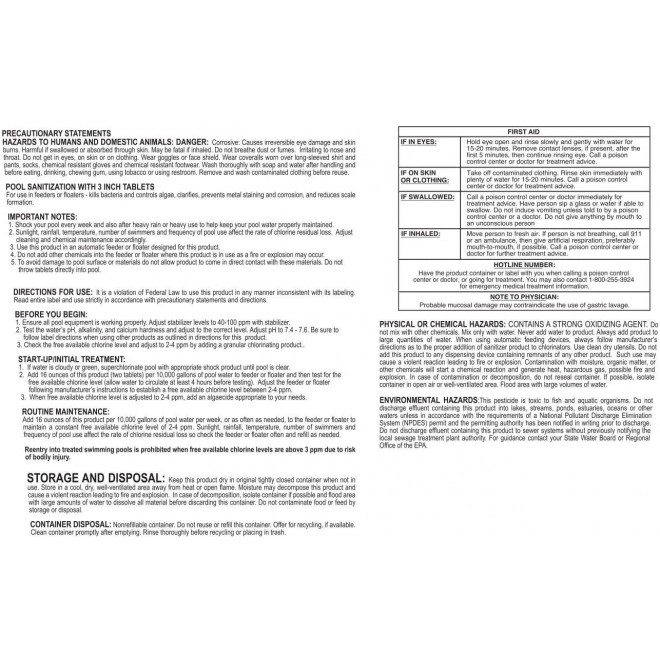 Pool Mate 1-1440M All-in-1 Swimming Pool 3-Inch Chlorine Tabs, 40-Pounds