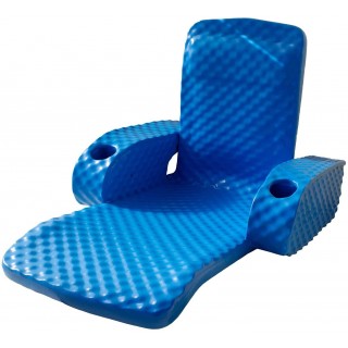 TRC Recreation Folding Baja Floating Swimming Pool Lake Portable Water Lounger Comfortable Recliner Chair with 2 Armrest Cup Holders, Bahama Blue