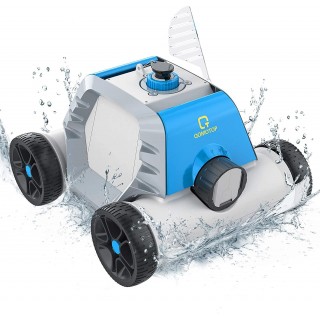 OT QOMOTOP Robotic Pool Cleaner, Cordless Automatic Pool Cleaner with 5000mAh Rechargeable Battery, 90 Mins Working Time, IPX8 Waterproof, Ideal for In-Ground/Above Ground Swimming Pool, Blue